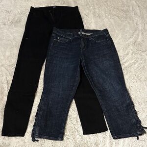 GAP Women's Black and Dark Blue Cropped Jeans